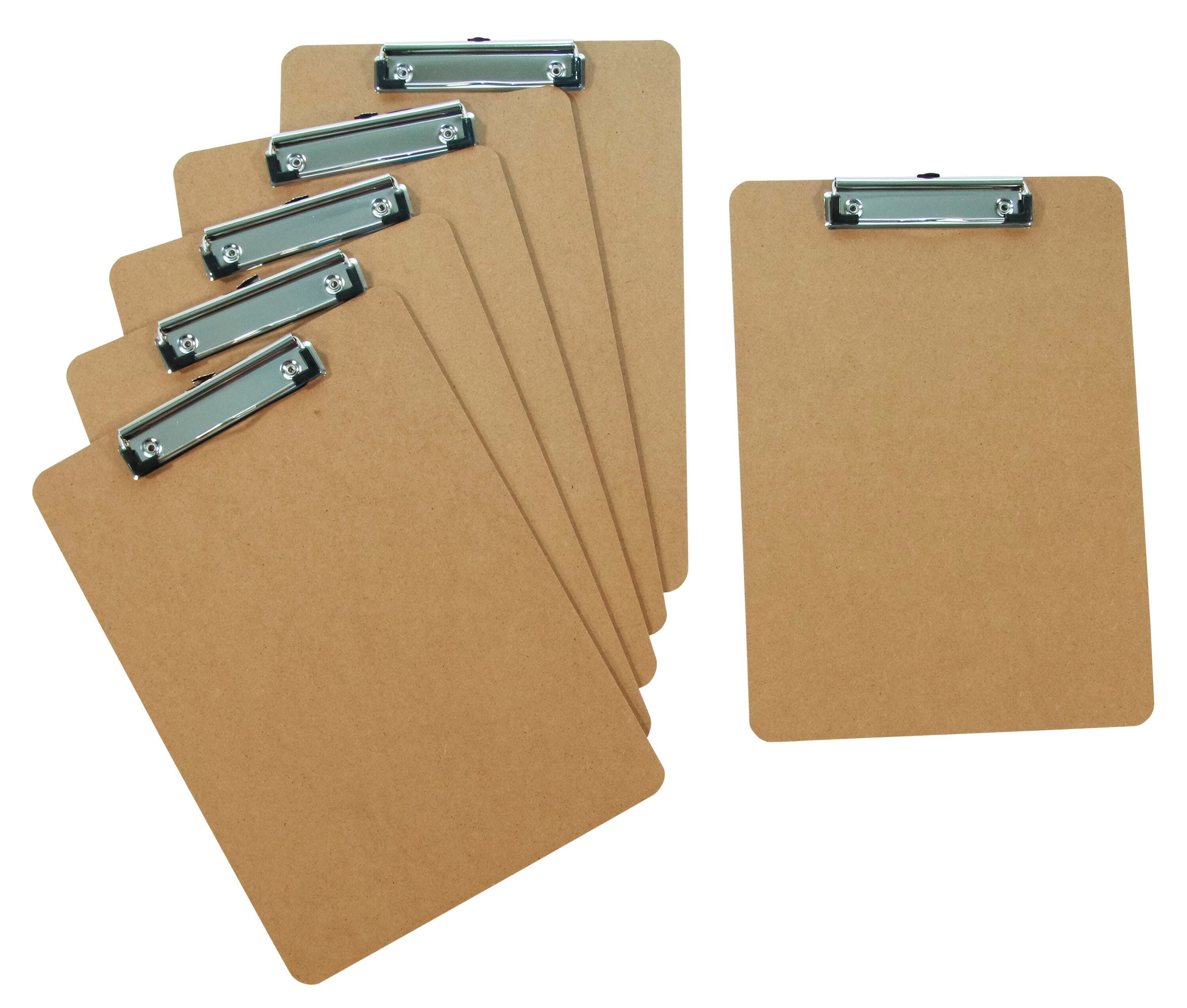 School Smart Masonite Clipboards, 9 x 12-1/2 Inches, Low Profile Clip, Brown, Pack of 6 2133004